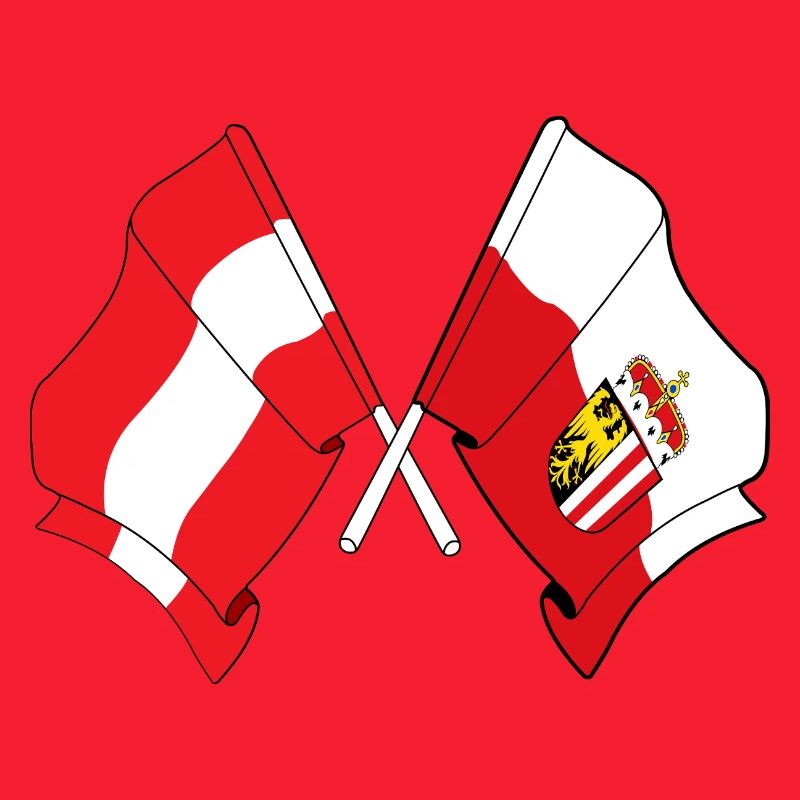 Austria & Upper Austria Flag Crossed