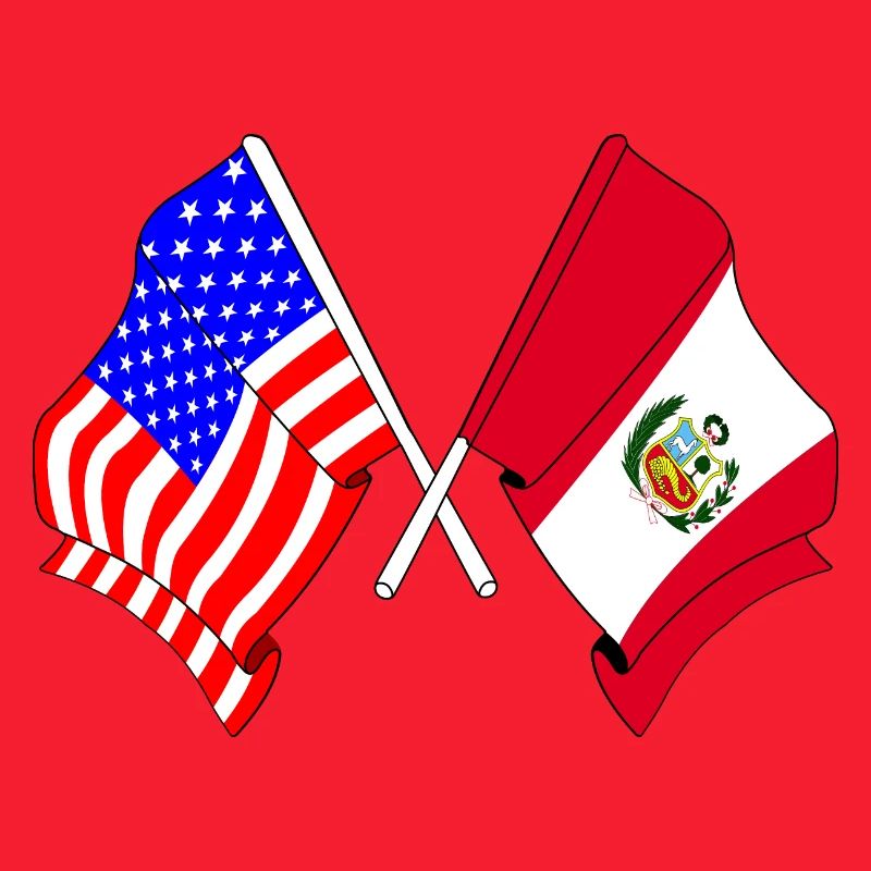Flag USA and flag Peru