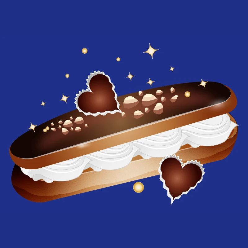 Illustration eines gefüllten Eclairs mit Herzen