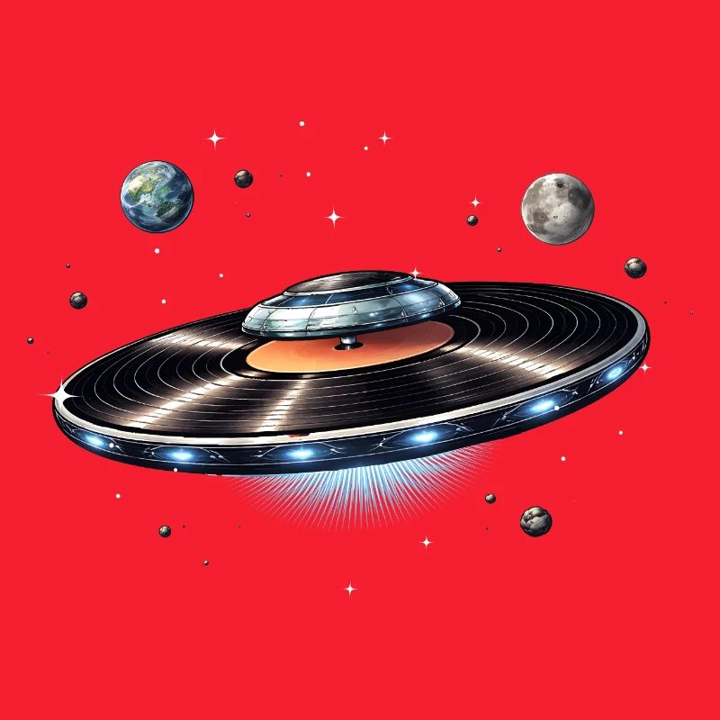 OVNI tiré d’un disque vinyle dans l’espace