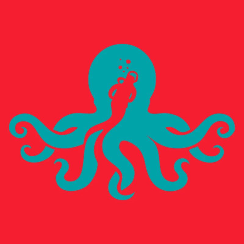 Turquoise Octopus Silhouette