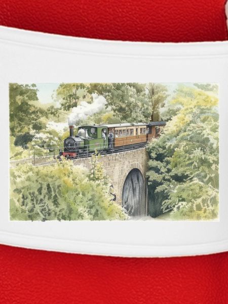 Aquarell-Dampfeisenbahn-Viadukt
