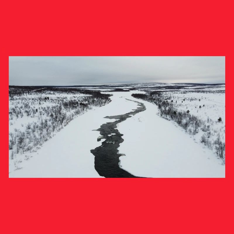 A winding river in a snowy landscape