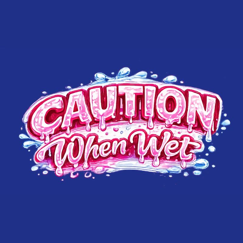 Caution When Wet Funny Flirty Statement Tee pun sp