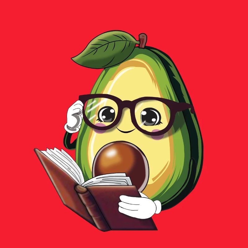 Avocado liest ein Buch – Bücherwurm