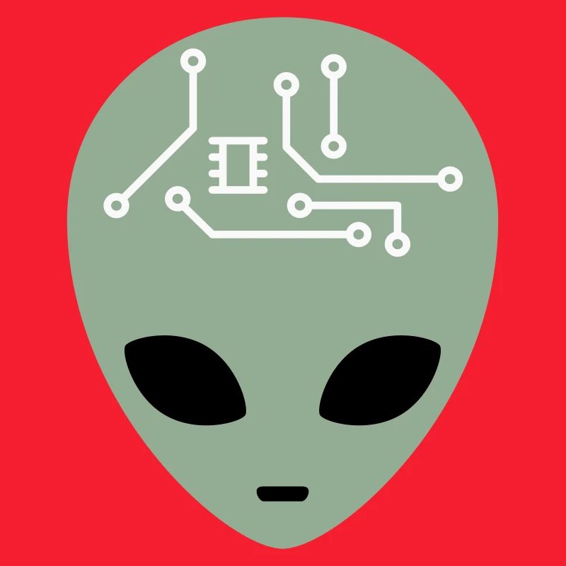 Alien Head with Circuits (three colours)