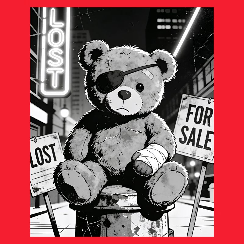 Ours néon noir avec cache-œil