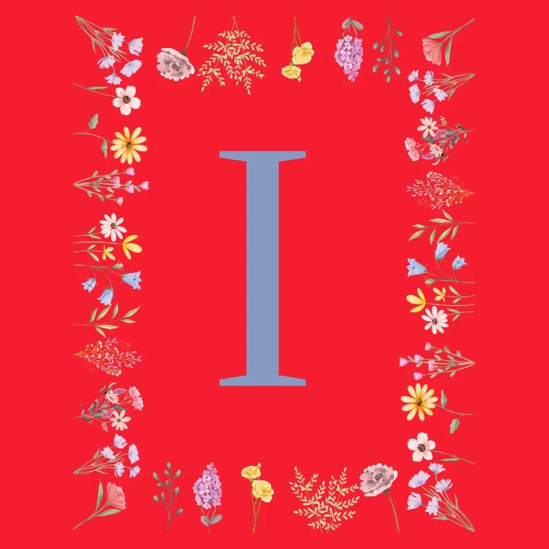 Floral Initial "I" Floral Monogram