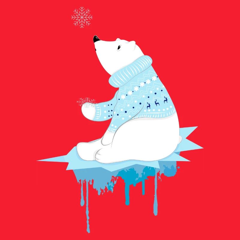 Eisbär mit Schneeflocken