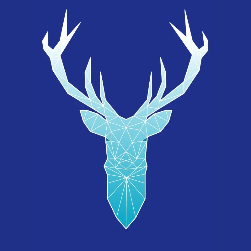 Deer head in triangle design (light blue)