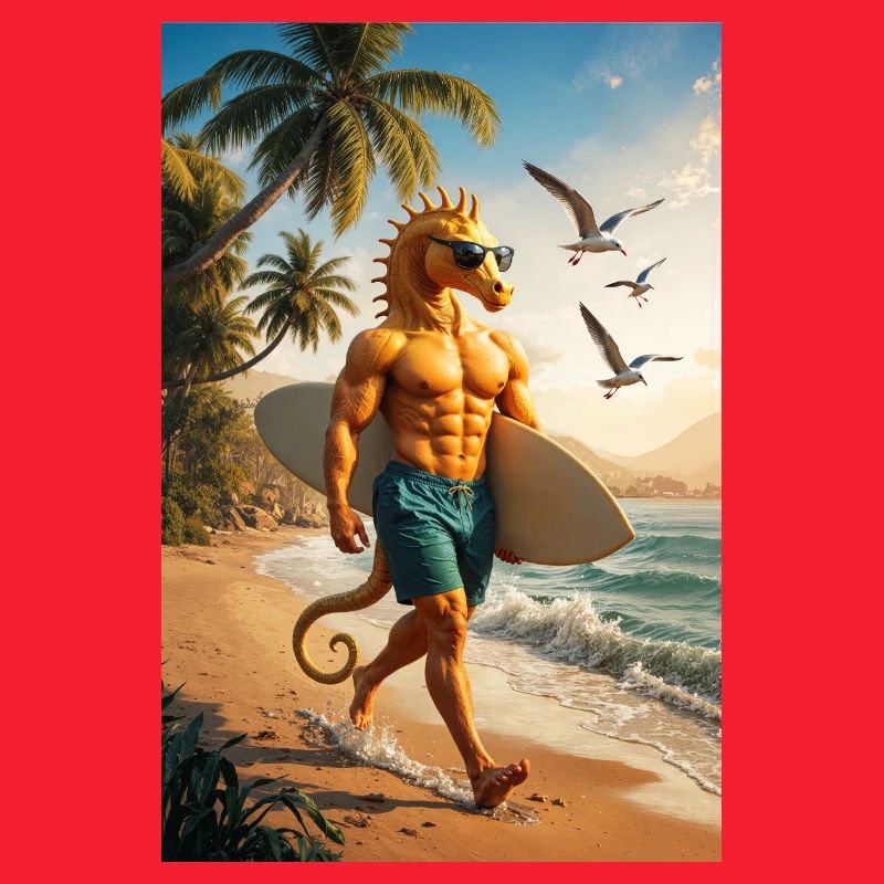 Surfer Humanoides Seepferdchen