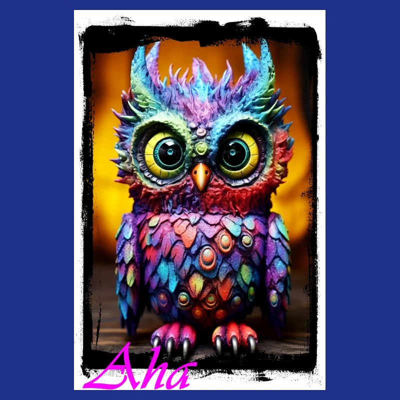 Bunte Eulenfigur mit Neonfarben Puppe Textil