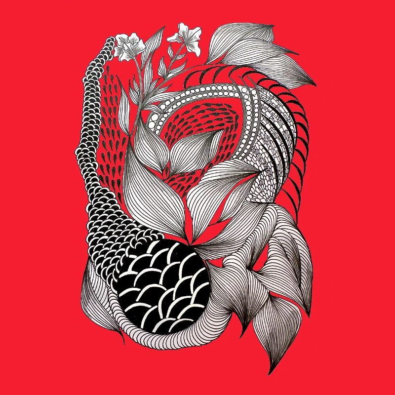 Black and White Leaf Snake Pattern