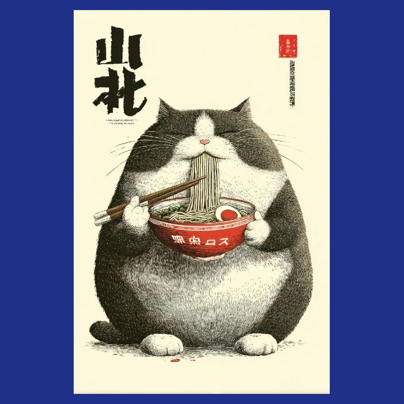 Chonky Cat Ramen Ukiyo-e