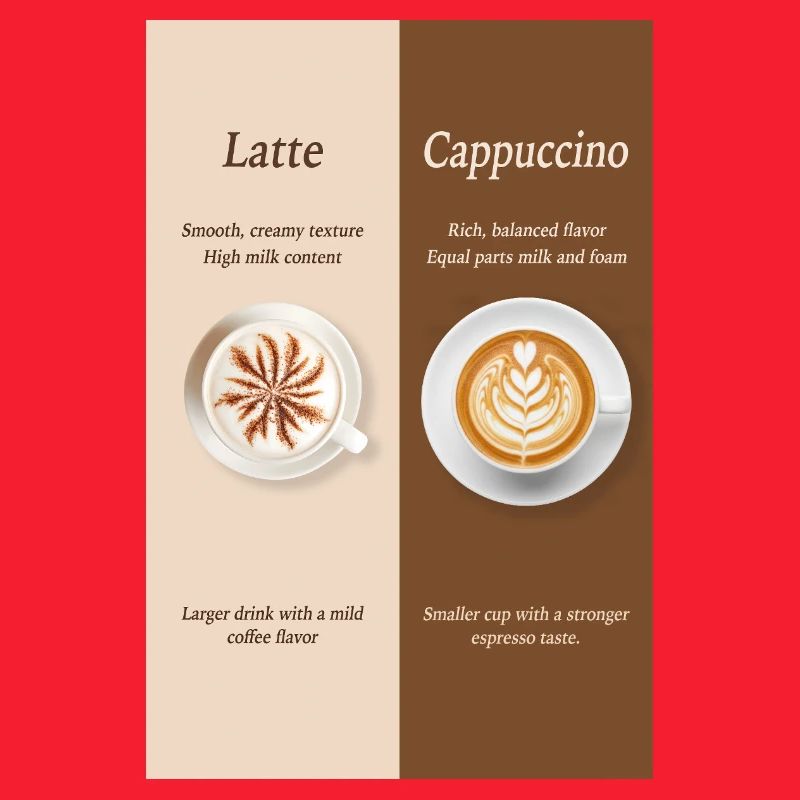 Affiche Latte vs Cappuccino Coffee