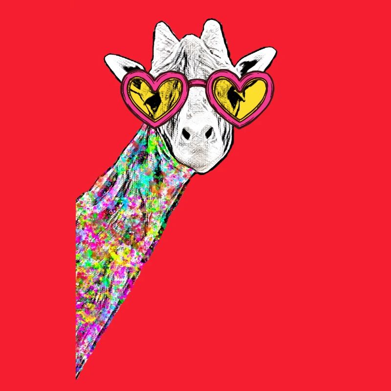 Sneaky Giraffe Rainbow Neck Heart Sunnglasses I