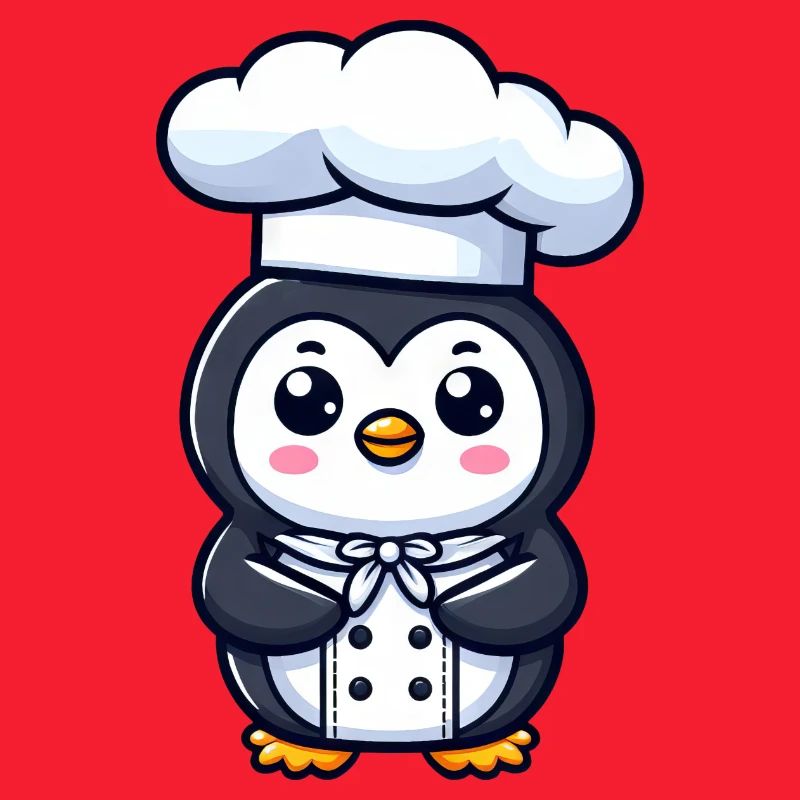 Cute Penguin Chef Cartoon Comic Design