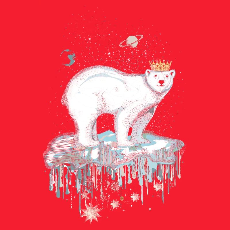 Majestätischer Eisbär mit Krone auf Eisscholle
