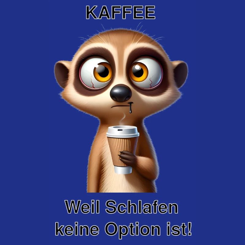 Müdes Erdmännchen mit Kaffee