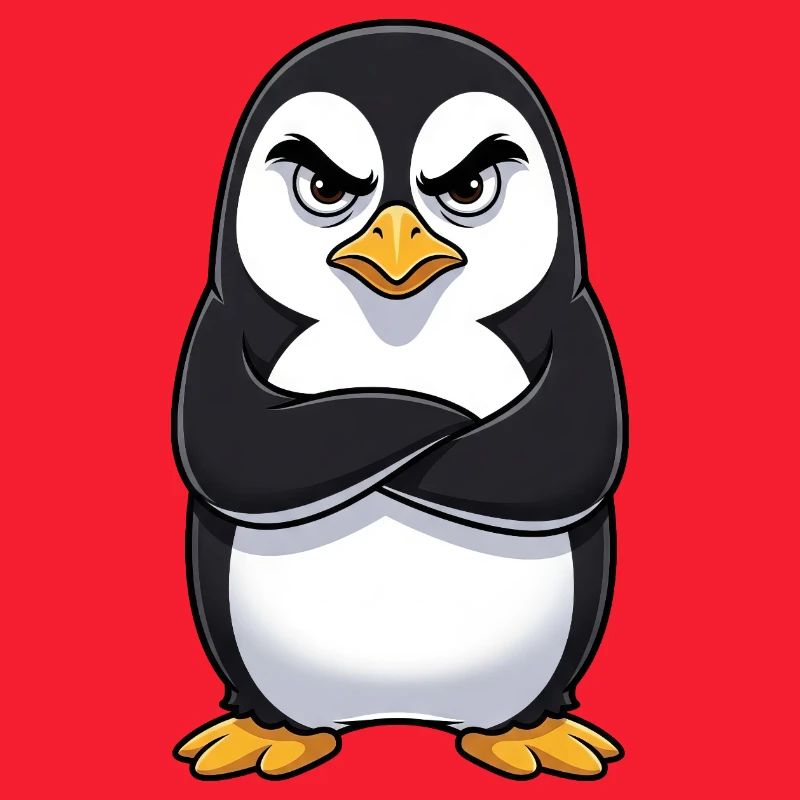 Grumpy Penguin Cartoon Sour Grumpy Annoyed