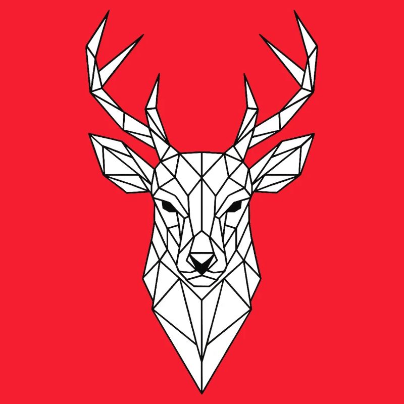 Geometric Deer Head Line Art