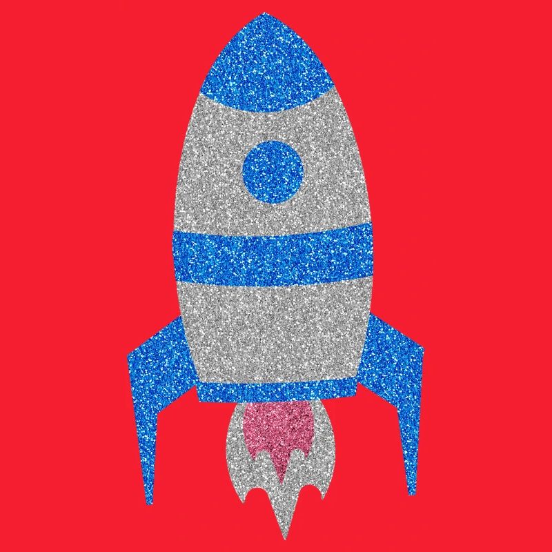 Blue Silver Glitter Space Rocket