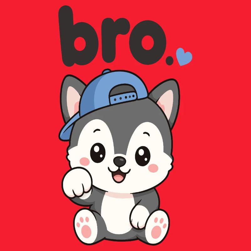 Husky mit blauer Kappe Bro