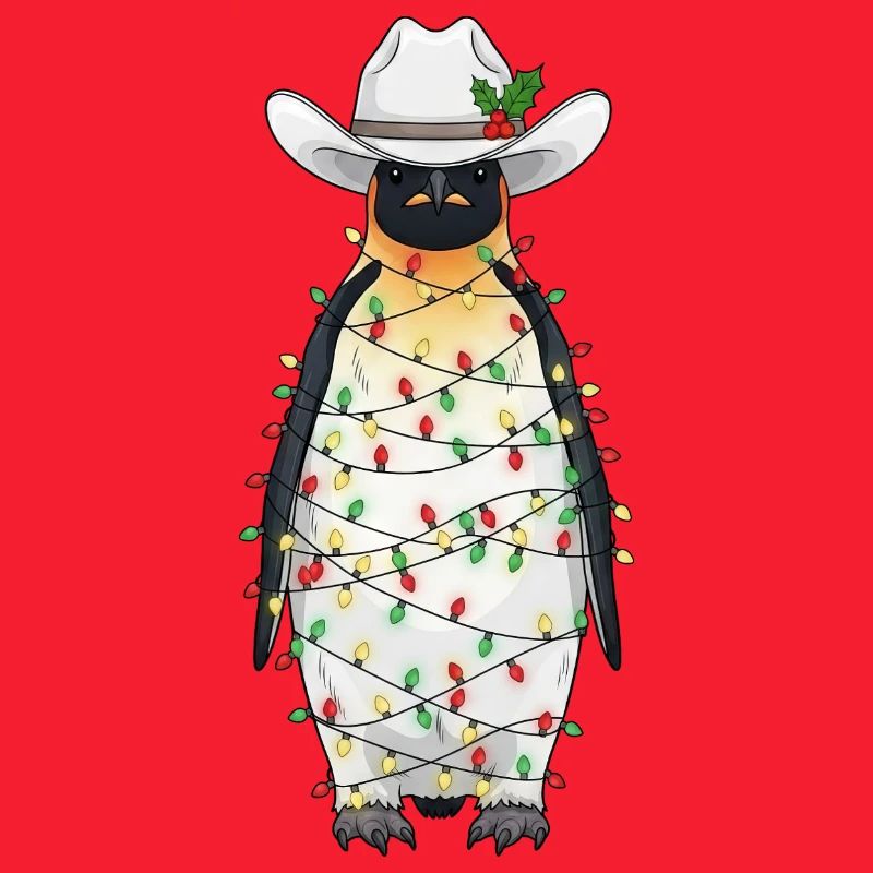 A funny penguin who is in a light
