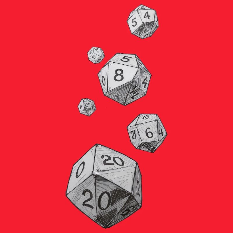 Black and White Role-Playing Dice – Falling Dice
