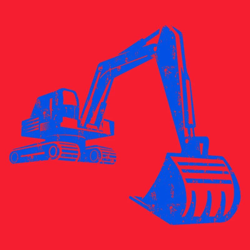 Excavator Silhouette Construction Worker Grunge Design