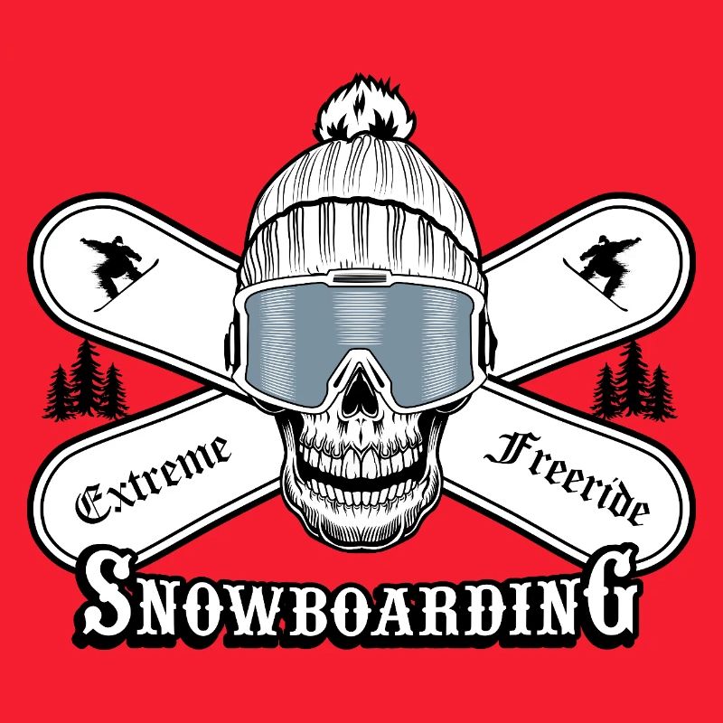 Snowboarding Skull Graphic