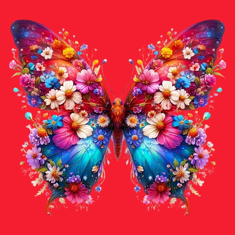 Papillon décoré de fleurs