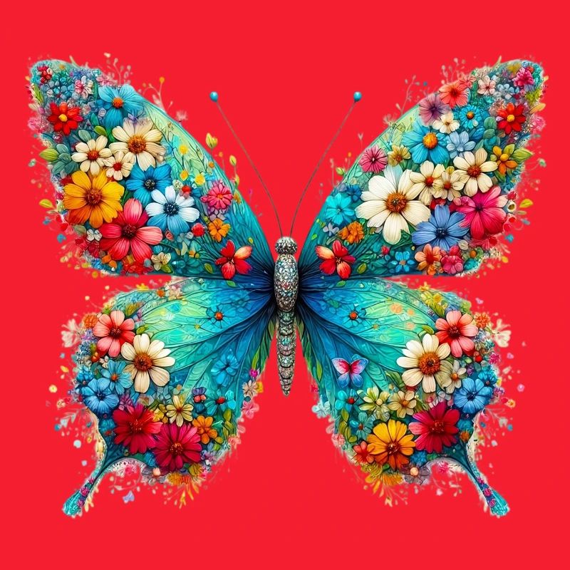 Papillon décoré de fleurs