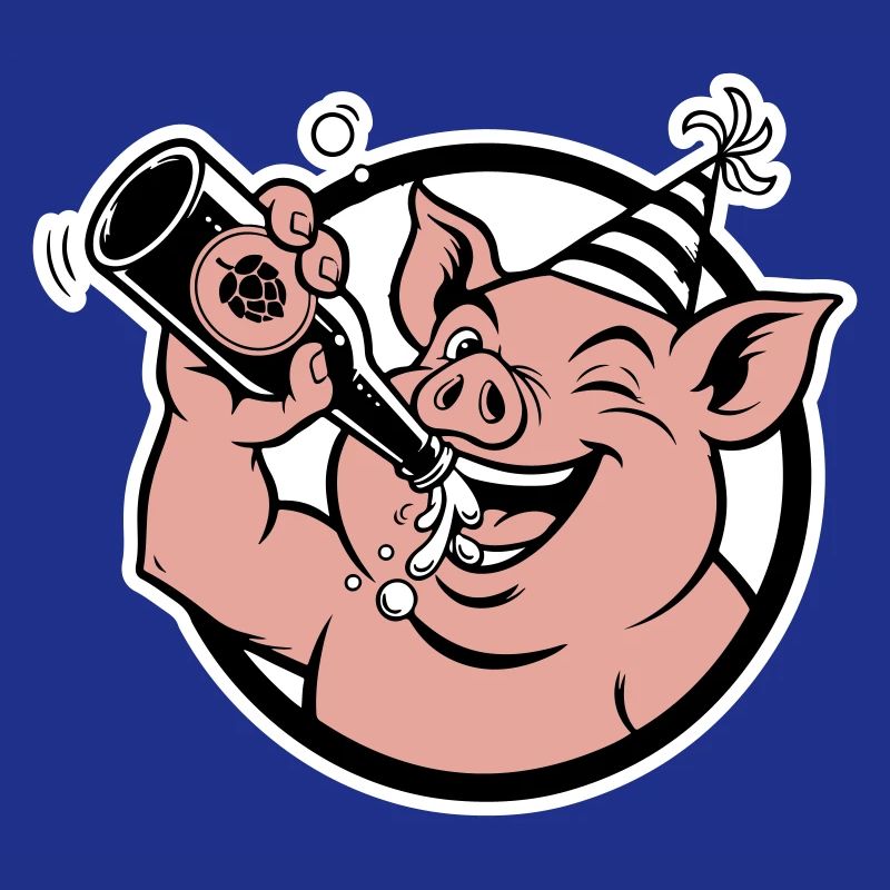 Cochon avec bouteille de célébration