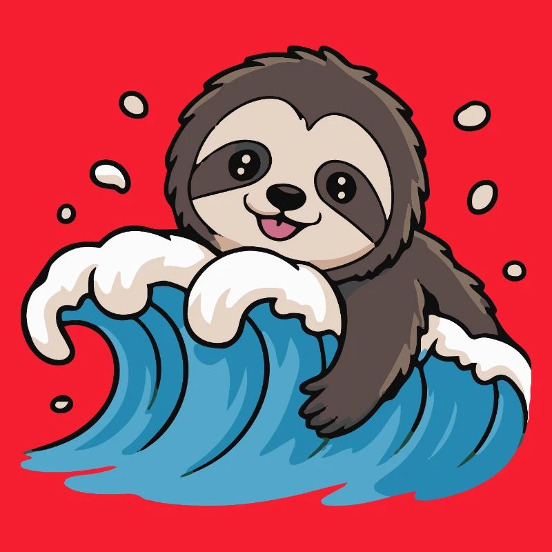 Sloth Surf on Ocean Wave