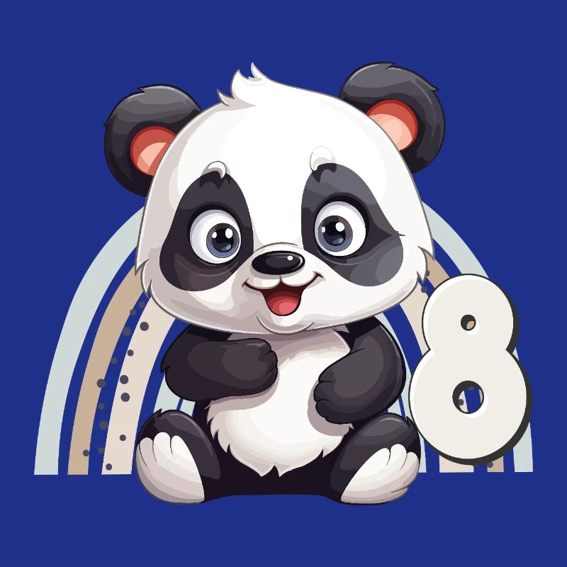 8th Birthday Panda Bear Rainbow Cute Cute