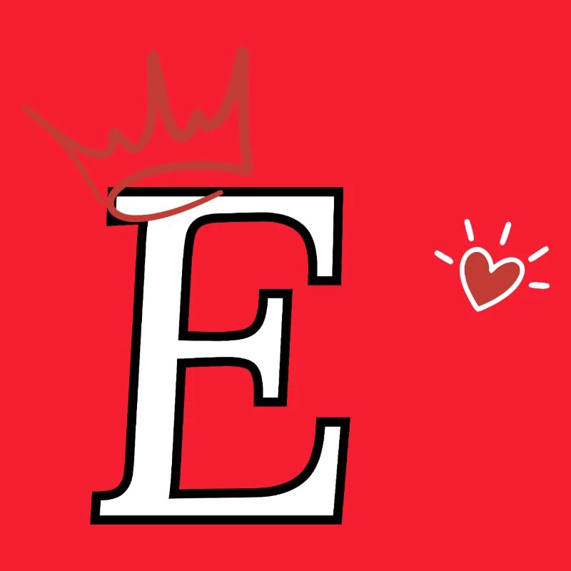 Letter e crown heart