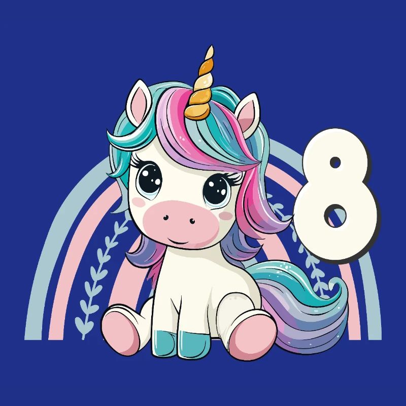 8. Geburtstag Einhorn Regenbogen Süß Niedlich