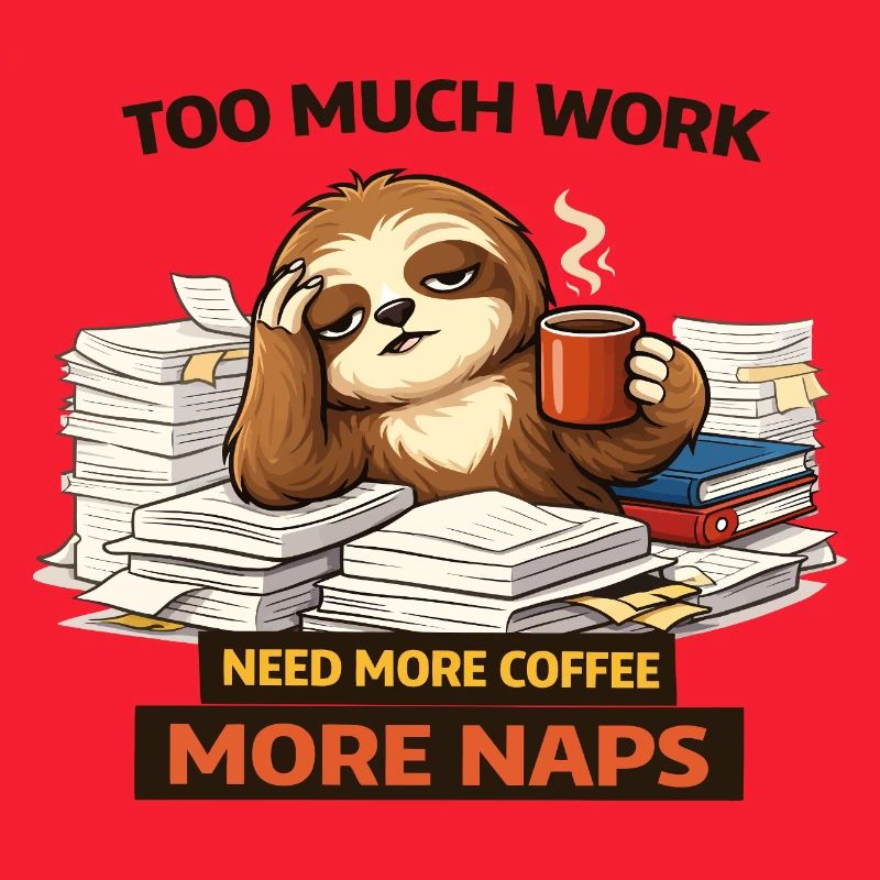 Too Much Work Sloth Coffee Naps