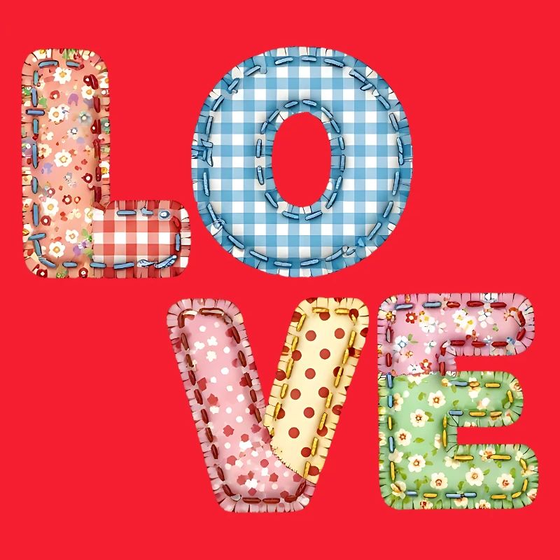 Love Patchwork Design Bunte Stoffflicken