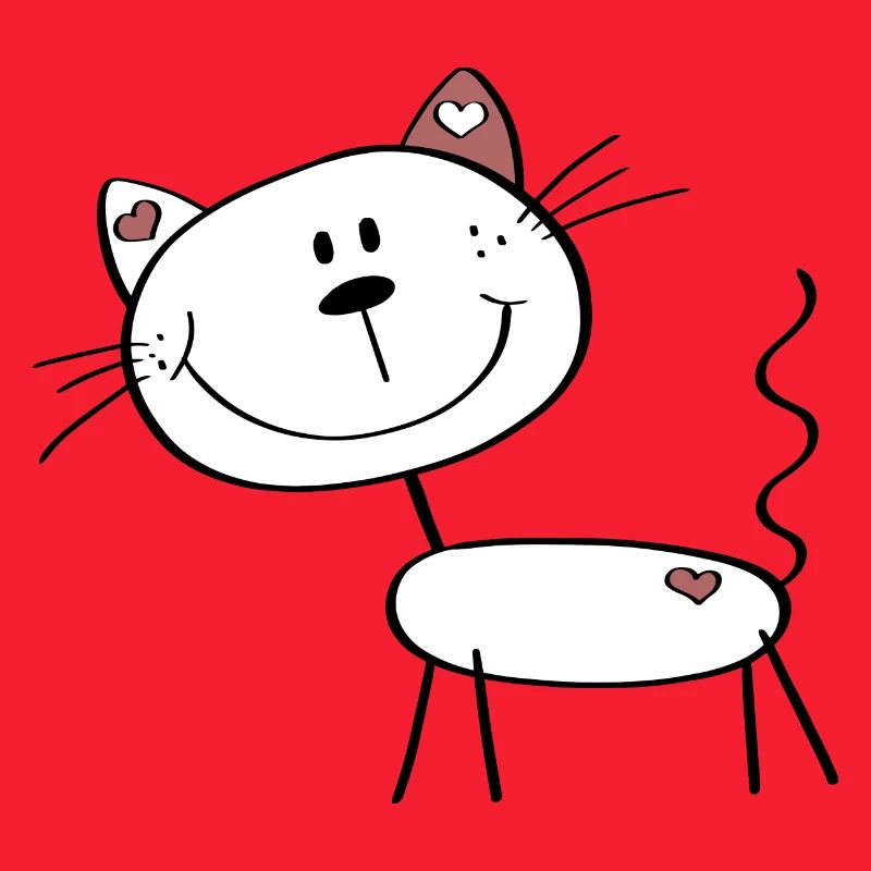 Kleine Katze mit Herzchen - Strichmännchen Comic