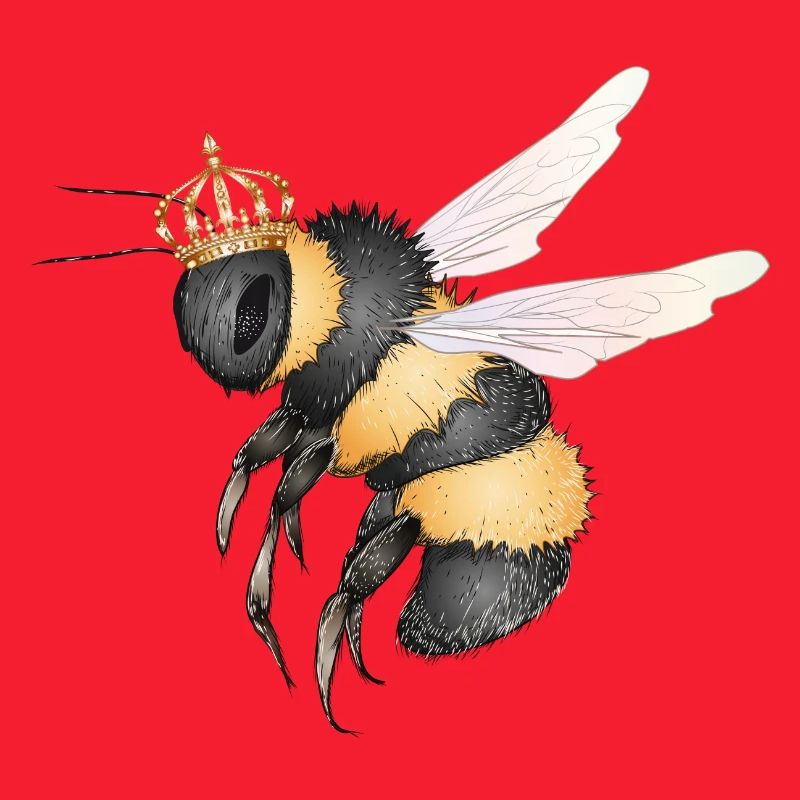 Zeichnung einer fliegenden Hummel mit Krone
