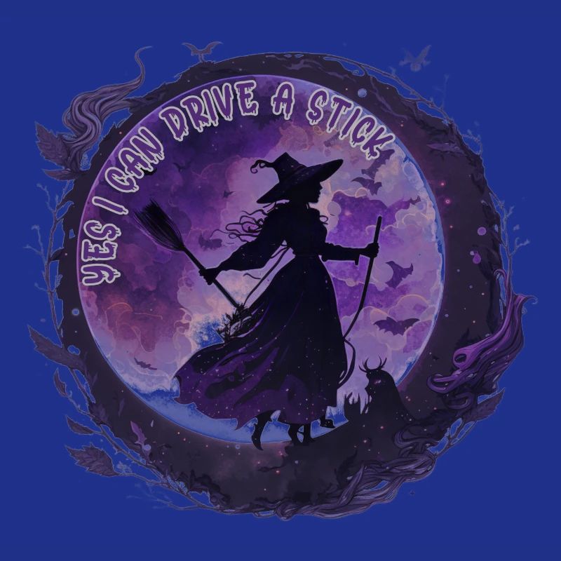 Moon Magic Witch Under Night Moon Halloween