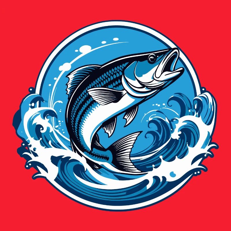 Fisch im Wasser mit Wellenumrandung