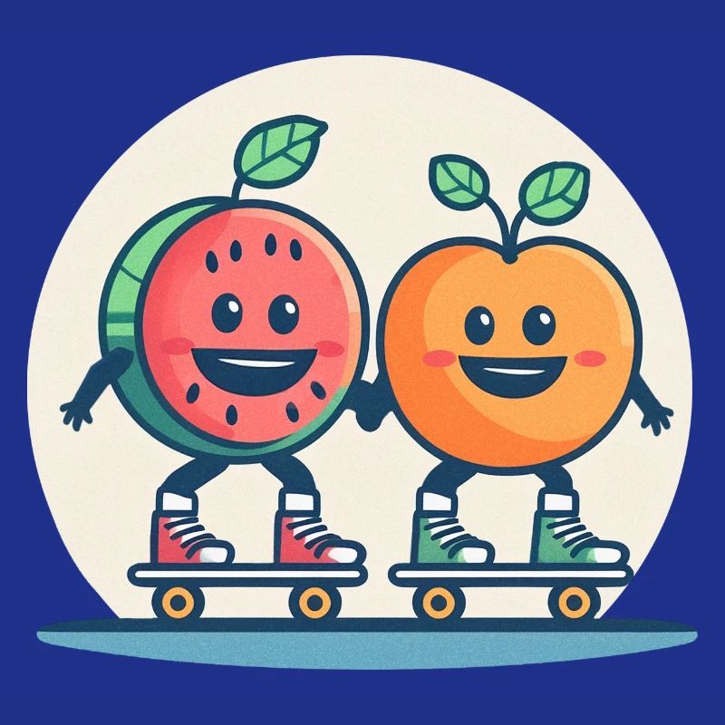 Roller skateboarding, fun and fruit