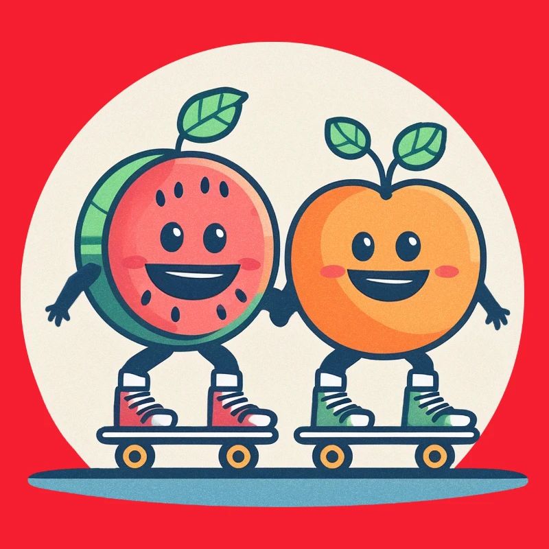 Roller skateboarding, fun and fruit
