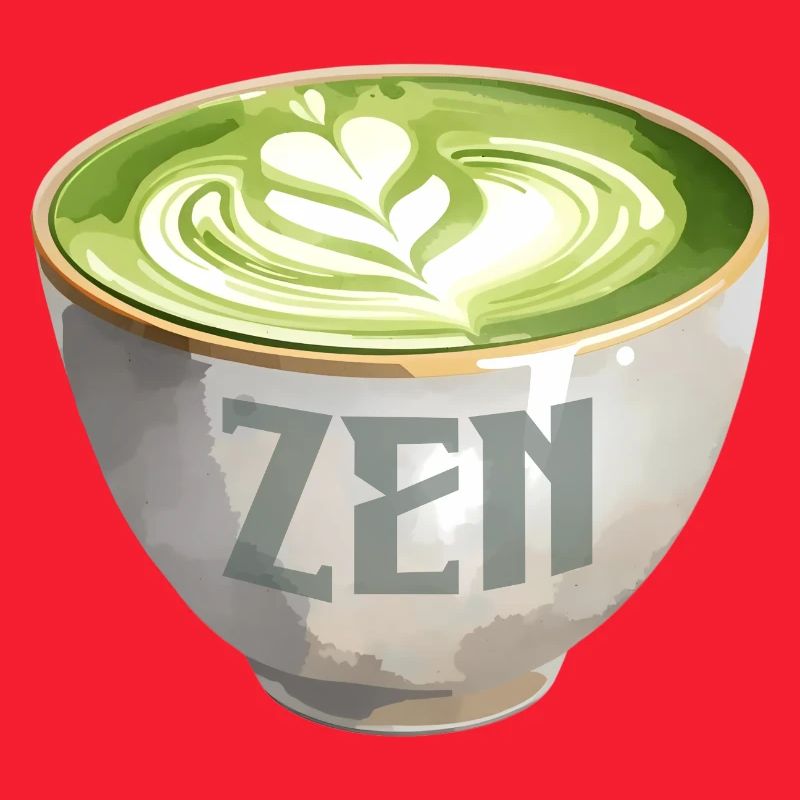 Zen Matcha Latte Watercolour