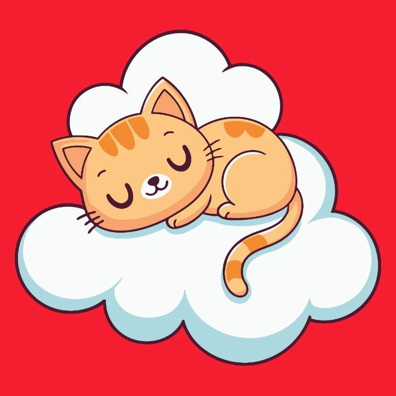 Sleeping kitten on cloud