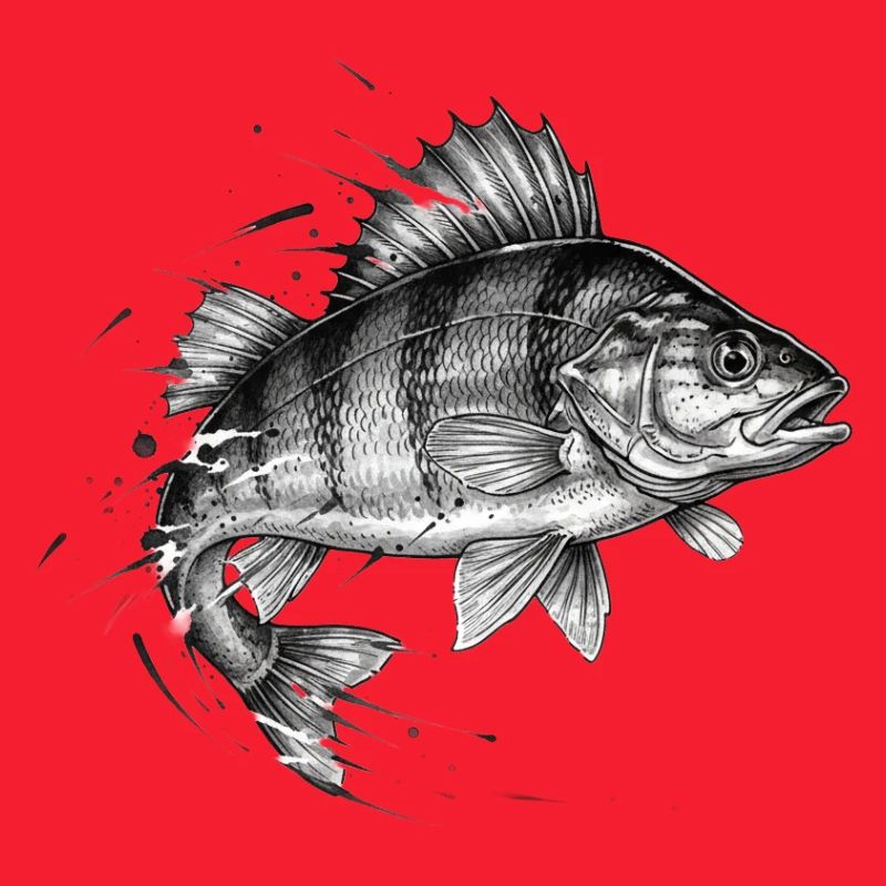 Perche Perch Ink Tattoo Vector de pêche