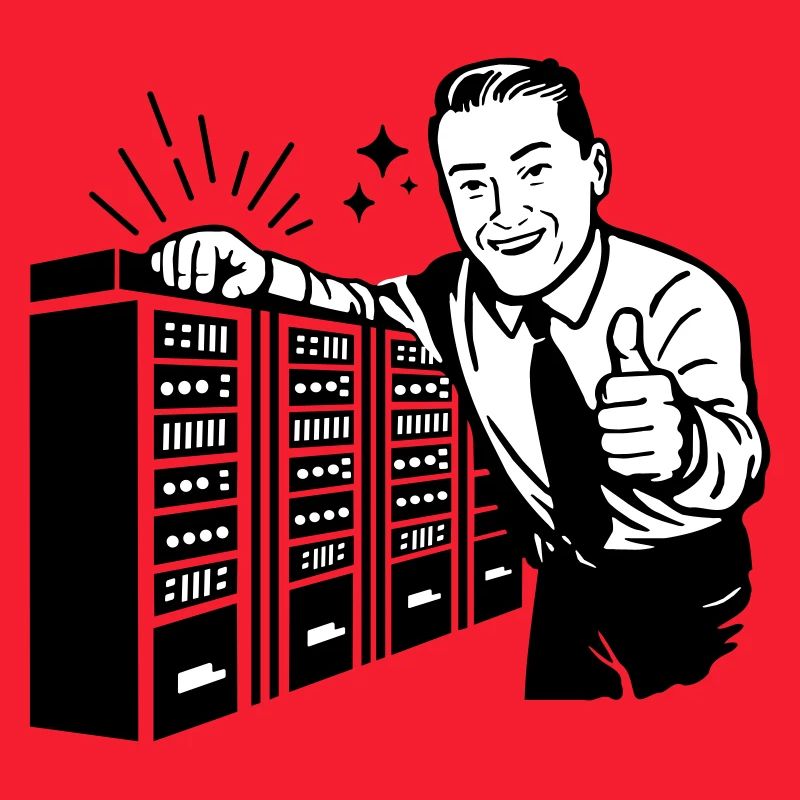 Rétro IT Admin Smiling – Support technique vintage